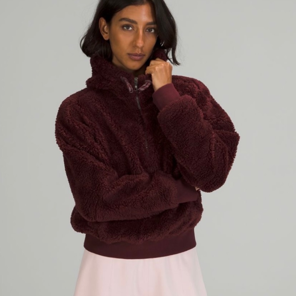 Lululemon Textured Fleece Half-Zip in White Opal